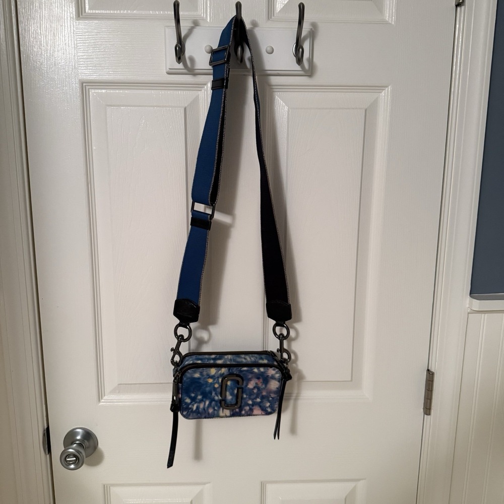 Marc Jacobs Snapshot Crossbody Bag Purse Watercolor Camera Shoulder Tie Dye Blue - Picture 16 of 16